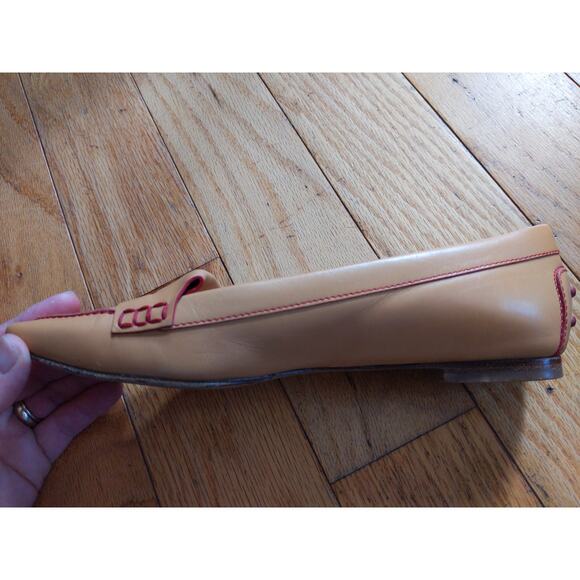 Tod's Tan Leather Driving Loafers Red Stitching Made Italy Size 5 Luxury - Picture 7 of 11